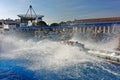 Water splash zone coaster ride into huge pool Royalty Free Stock Photo