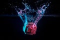 Water splash with puzzle effect Royalty Free Stock Photo