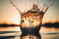 Water splash with radiant reflections. Generative AI