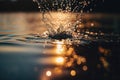 Water splash with radiant reflections. Generative AI