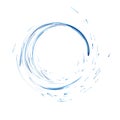 Water splash ring with drops isolated on white background. blue realistic aqua circle. top view. 3d illustration. Liquid Royalty Free Stock Photo