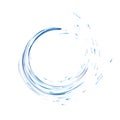 Water splash ring with drops on white background. blue realistic aqua circle. top view. 3d illustration. Liquid