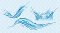 Water splash set. Aqua liquid dynamic motion. Royalty Free Stock Photo