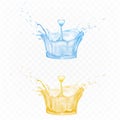 Water splash set in blue and yellow colors for ad Royalty Free Stock Photo