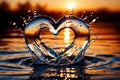 Water splash in the sheap of a heart, romance love concept