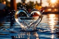 Water splash in the sheap of a heart, romance love concept