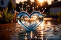 Water splash in the sheap of a heart, romance love concept