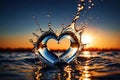 Water splash in the sheap of a heart, romance love concept