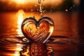 Water splash in the sheap of a heart, romance love concept