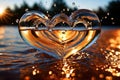 Water splash in the sheap of a heart, romance love concept