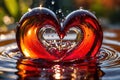 Water splash in the sheap of a heart, romance love concept