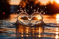 Water splash in the sheap of a heart, romance love concept