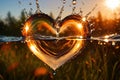 Water splash in the sheap of a heart, romance love concept