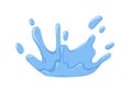 Water splash, spay, spatter in motion. Fresh clean aqua splatter, flow. Dynamic blue liquid of crown shape. Refreshing