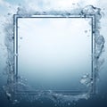 Water splash with square frame on blue background. 3d illustration. Royalty Free Stock Photo