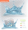 Water splash with transparency. Hyperrealism vector style application Royalty Free Stock Photo