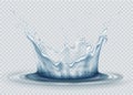 Water splash on transparent background. Water drops and wave in light blue colors. Realistic transparent splash vector Royalty Free Stock Photo