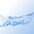 Water splash transparent illustration. Vector blue aqua liquid background. Drink clean and fresh water Royalty Free Stock Photo