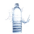 Water splash on water bottle on white Royalty Free Stock Photo