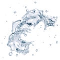 Water splash with water droplets isolated. Clipping path included. 3D illustration Royalty Free Stock Photo