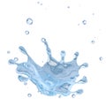 Water splash with water droplets isolated. Clipping path included. 3D illustration Royalty Free Stock Photo