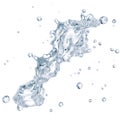 Water splash with water droplets isolated. Clipping path included. 3D illustration Royalty Free Stock Photo