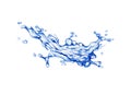 Water splash watercolor illustration. Hand drawn close up clear pure water flow. Flowing blue liquid image on white background. Royalty Free Stock Photo