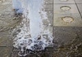 Water splashes in the city fountain close up Royalty Free Stock Photo