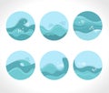 Water splashes collection blue waves wavy symbols