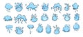 Water splashes, drops vector set on white. Royalty Free Stock Photo