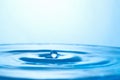 Water splashes and ripples background, freeze motion, falling drop, blue ripple Royalty Free Stock Photo