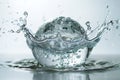 Water splashes in the shape of an isolated sphere on a white background Royalty Free Stock Photo