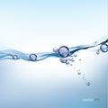 Water splashing above white background, water wave with bubbles Royalty Free Stock Photo