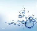 Water splashing above white background, water wave with bubbles Royalty Free Stock Photo