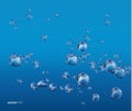 Water splashing above white background, water wave with bubbles Royalty Free Stock Photo