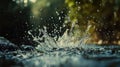 Water splashing into clear puddle in forest stream Royalty Free Stock Photo