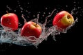 Water splashing on Fresh Apple fruit. Ai generative