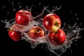 Water splashing on Fresh Apple fruit. Ai generative