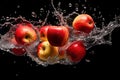 Water splashing on Fresh Apple fruit. Ai generative