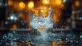 Water splashing glass bar background refreshment Royalty Free Stock Photo