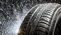 Water Splashing on a New Tire During the Rain - Generative Ai