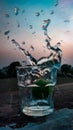 Water splashing photo, water glass photo Royalty Free Stock Photo