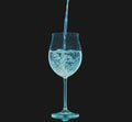 Water splashing in a wine glass in various colors. Royalty Free Stock Photo