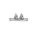 Water sport, canoe hand drawn outline doodle icon.