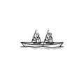Water sport, canoe hand drawn outline doodle icon.