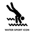 Water Sport icon vector isolated on white background, logo concept of Water Sport sign on transparent background, black filled Royalty Free Stock Photo