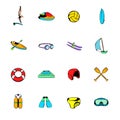 Water Sport icons set cartoon Royalty Free Stock Photo