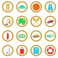 Water Sport Icons set, cartoon style Royalty Free Stock Photo