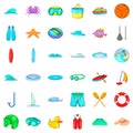 Water sport icons set, cartoon style Royalty Free Stock Photo