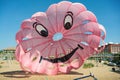 Water sport, parasailing. Mediterranean Sea, Turkey. Colorful parasail wing pulled by a boat in the sea water. Sea Scene With A Royalty Free Stock Photo